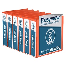 Davis Group Easyview Premium 2 3-Ring View Binders, Orange, 6/Pack (8413-19-06)