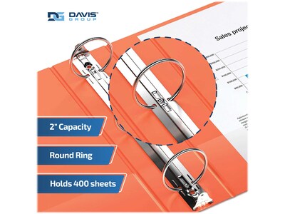 Davis Group Easyview Premium 2" 3-Ring View Binders, Orange, 6/Pack (8413-19-06)