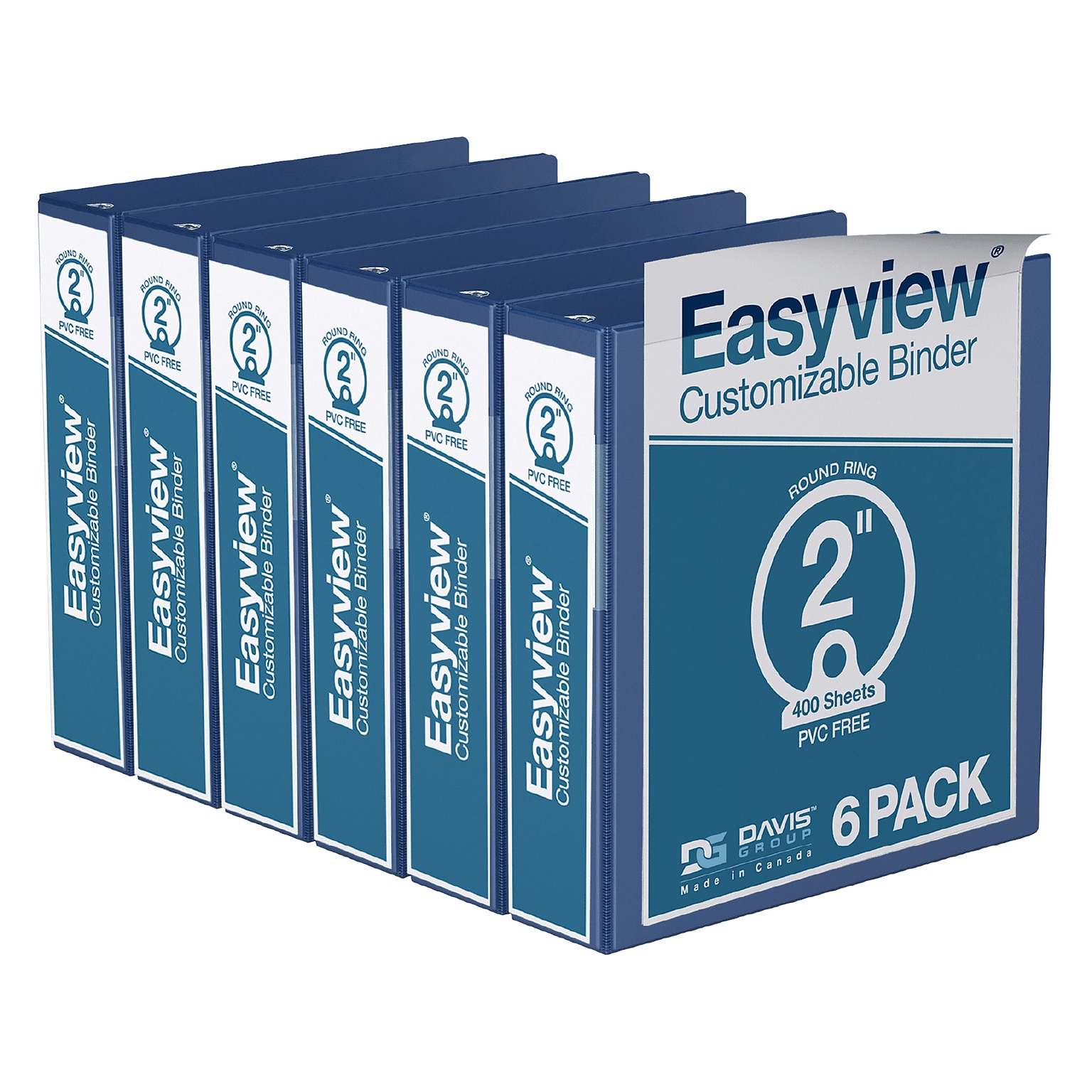 Davis Group Easyview Premium 2 3-Ring View Binders, Royal Blue, 6/Pack (8413-92-06)