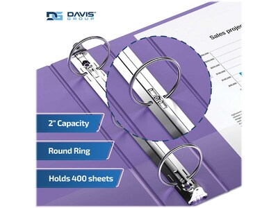 Davis Group Easyview Premium 2" 3-Ring View Binders, Purple, 6/Pack (8413-69-06)