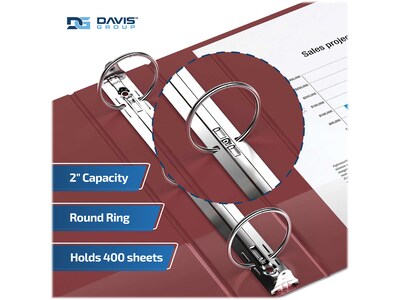 Davis Group Easyview Premium 2" 3-Ring View Binders, Burgundy, 6/Pack (8413-08-06)