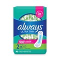 Always® Ultra Thin Pads, Super Long 10 Hour, 40/Pack