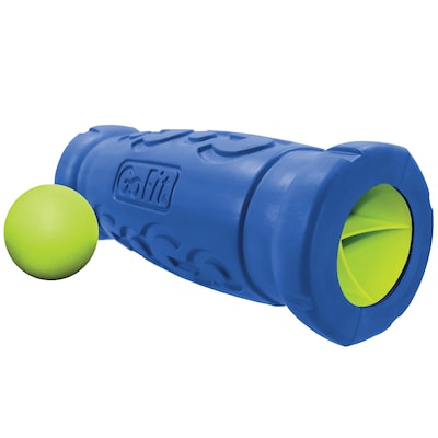 GoFit Blue Go-Size Barrel Roller with Massage Ball, 12-Inch (GF-BRL12)