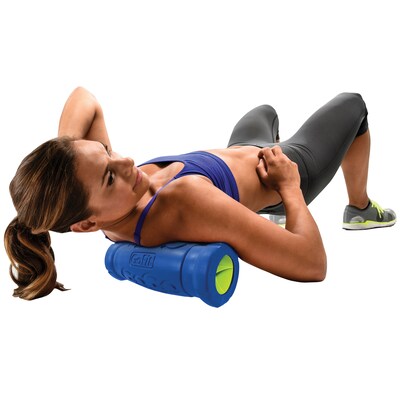 GoFit Blue Go-Size Barrel Roller with Massage Ball, 12-Inch (GF-BRL12)