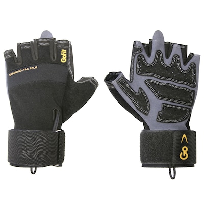 GoFit Diamond-Tac Black Wrist-Wrap Gloves, Medium (GF-DTACW-MED)
