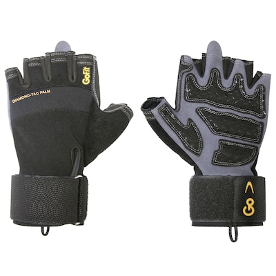 GoFit Diamond-Tac Black Wrist-Wrap Gloves, XL (GF-DTACW-XLG)