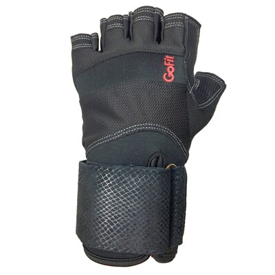 GoFit Xtreme Black Wrist-Wrap Gloves with Articulated Grip, Medium (GF-EXTW-MED)