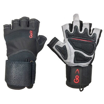 GoFit Xtreme Black Wrist-Wrap Gloves with Articulated Grip, Medium (GF-EXTW-MED)