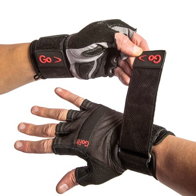 GoFit Xtreme Black Wrist-Wrap Gloves with Articulated Grip, Medium (GF-EXTW-MED)