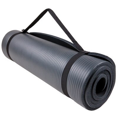 GoFit Gray 2-ft. x 6-ft. Fitness Mat with Carrying Strap, (GF-FTMAT)