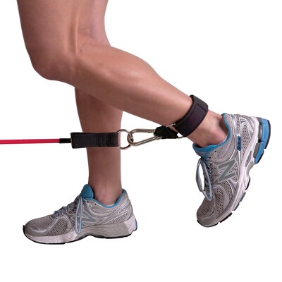 GoFit Black Ankle Strap with Carabiner for Tubes and Resistance Bands (GF-STAS)