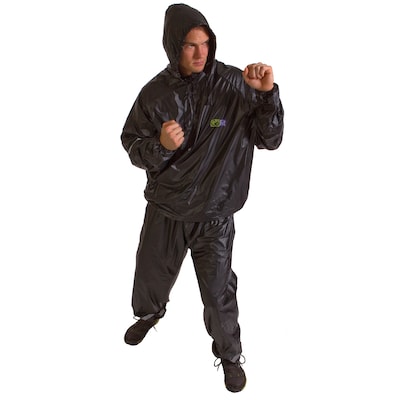 GoFit Black 2-Piece Hooded Sweat Suit, Large/XL (GF-TTH-L/XL)
