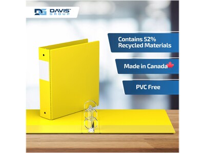 Davis Group Easyview Premium 2" 3-Ring View Binders, Yellow, 6/Pack (8413-05-06)