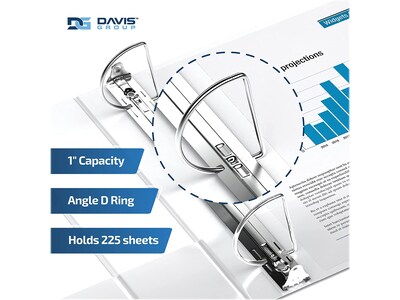 Davis Group Premium Economy 1" 3-Ring Non-View Binders, D-Ring, White, 6/Pack (2301-00-06)