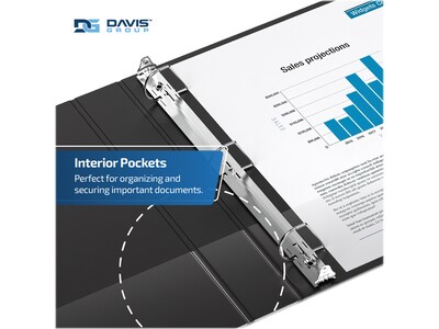 Davis Group Premium Economy 1 1/2" 3-Ring Non-View Binders, D-Ring, Black, 6/Pack (2302-01-06)