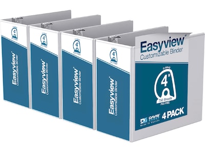 Davis Group Easyview Premium 4 3-Ring View Binders, D-Ring, White, 4/Pack (8406-00-04)