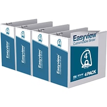 Davis Group Easyview Premium 4 3-Ring View Binders, D-Ring, White, 4/Pack (8406-00-04)