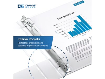 Davis Group Easyview Premium 4" 3-Ring View Binders, D-Ring, White, 4/Pack (8406-00-04)