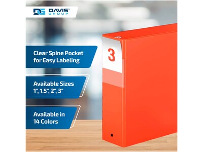 Davis Group Premium Economy 3" 3-Ring Non-View Binders, Orange, 6/Pack (2314-19-06)