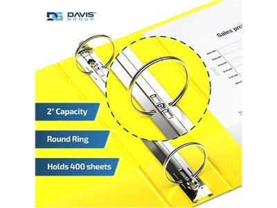 Davis Group Premium Economy 2" 3-Ring Non-View Binders, Yellow, 6/Pack (2313-05-06)