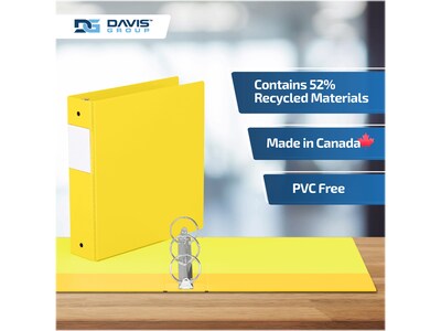 Davis Group Premium Economy 2" 3-Ring Non-View Binders, Yellow, 6/Pack (2313-05-06)