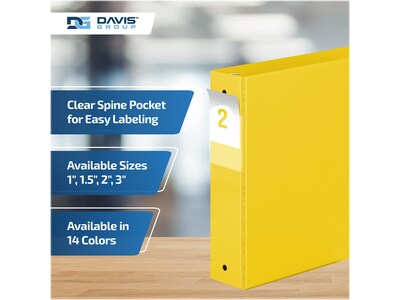 Davis Group Premium Economy 2" 3-Ring Non-View Binders, Yellow, 6/Pack (2313-05-06)