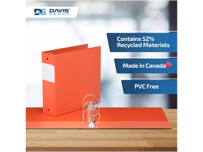 Davis Group Easyview Premium 3" 3-Ring View Binders, Orange, 6/Pack (8414-19-06)