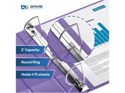 Davis Group Premium Economy 2" 3-Ring Non-View Binders, D-Ring, Purple, 6/Pack (2304-69-06)