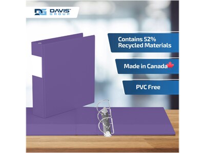 Davis Group Premium Economy 2" 3-Ring Non-View Binders, D-Ring, Purple, 6/Pack (2304-69-06)