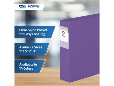 Davis Group Premium Economy 2" 3-Ring Non-View Binders, D-Ring, Purple, 6/Pack (2304-69-06)