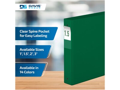 Davis Group Premium Economy 1 1/2" 3-Ring Non-View Binders, Green, 6/Pack (2312-04-06)