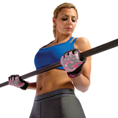 GoFit Women’s Pink Camo Premium Leather Elite Trainer Gloves, Large (GF-WLG-L/PC)