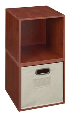 Niche Cubo 28H x 13W x 13.25D 2-Cube Storage Set with 1 Canvas Tote Bin Warm Cherry (PC2PKWC1TOTE