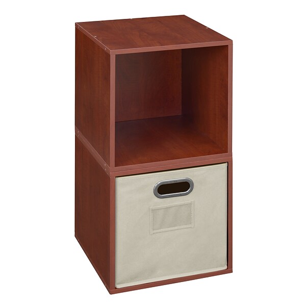 Niche Cubo 28H x 13W x 13.25D 2-Cube Storage Set with 1 Canvas Tote Bin Warm Cherry (PC2PKWC1TOTE)