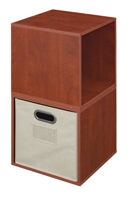 Niche Cubo 28H x 13W x 13.25D 2-Cube Storage Set with 1 Canvas Tote Bin Warm Cherry (PC2PKWC1TOTE