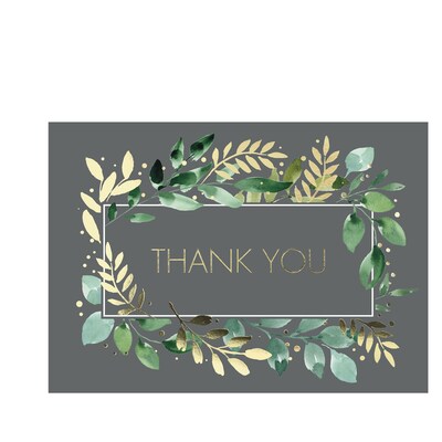 Custom Thank You Green Cards with Envelopes, 7-7/8 x 5-5/8, 25 Cards per Set