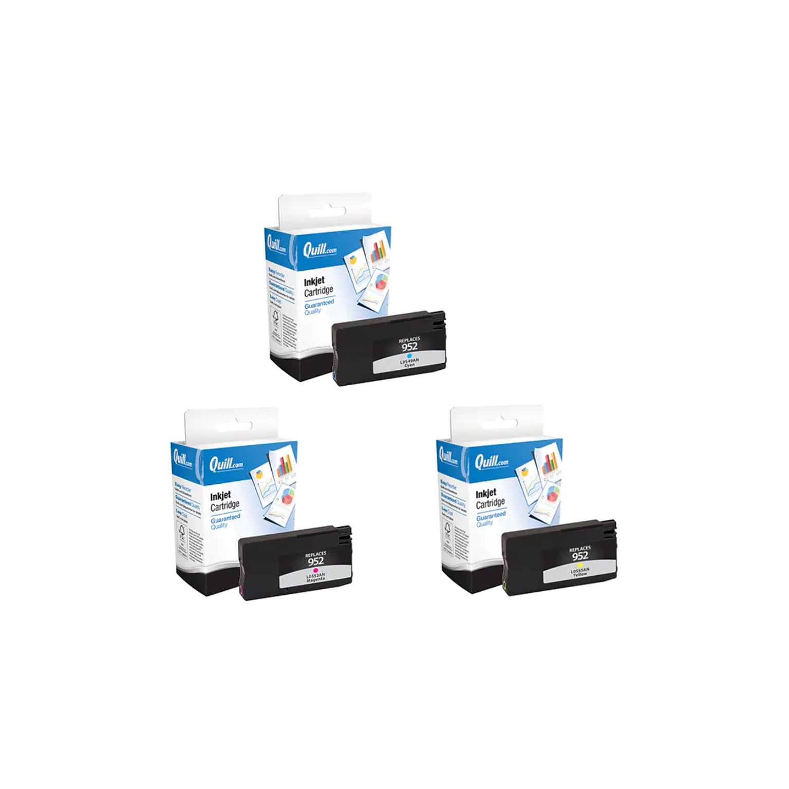 Quill Brand® Remanufactured Cyan/Magenta/Yellow Standard Yield Ink Cartridge Replacement for HP 952, 3/PK (N9K27AN)