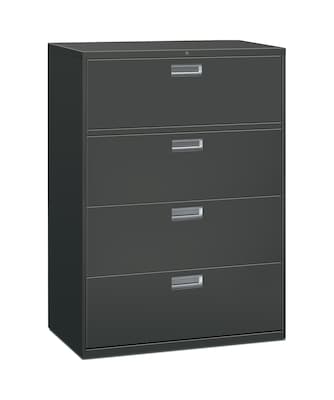 HON Brigade 600 Series 4-Drawer Lateral File Cabinet, Locking, Charcoal, Letter/Legal, 42W (H694LS)