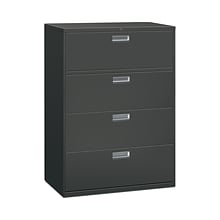 HON Brigade 600 Series 4-Drawer Lateral File Cabinet, Locking, Charcoal, Letter/Legal, 42W (H694LS)