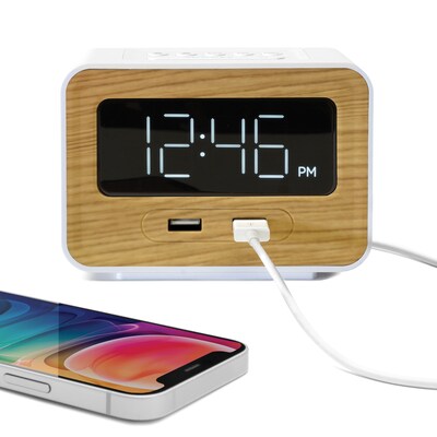 Lumoday Dual USB Alarm Clock, Plastic (LMD14WHT)