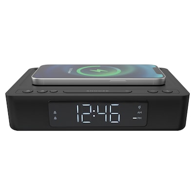 Lumoday USB Alarm Clock with Wireless Charging, Plastic (LMD80)