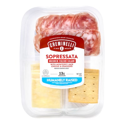 Creminelli Sopressata, Monterey Jack Cheese, Crackers, 2 Oz., 4 Pack