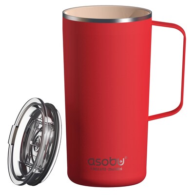 ASOBU Stainless Steel Double Wall Insulated Travel Mug, 20 oz., Red (ADNANASM90R)
