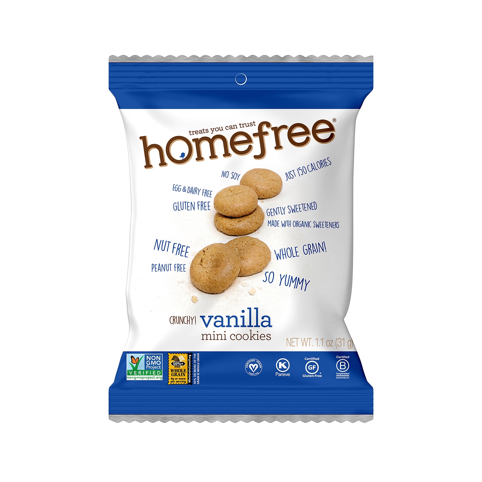 HomeFree Gluten Free Mini Vanilla Cookies, 1.1 oz., 10/Pack (307-00362)