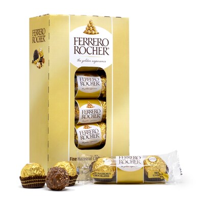 Ferrero Rocher Assorted Hazelnut Milk Chocolate Truffle, 15.6 oz., 12/Pack (220-02059)