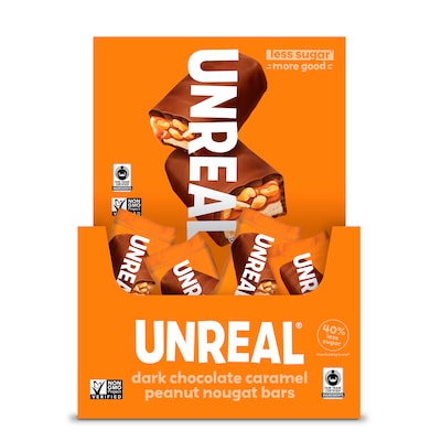 Unreal Dark Chocolate Caramel Peanut Nougat Bars, 0.67 Oz., 40 Ct.