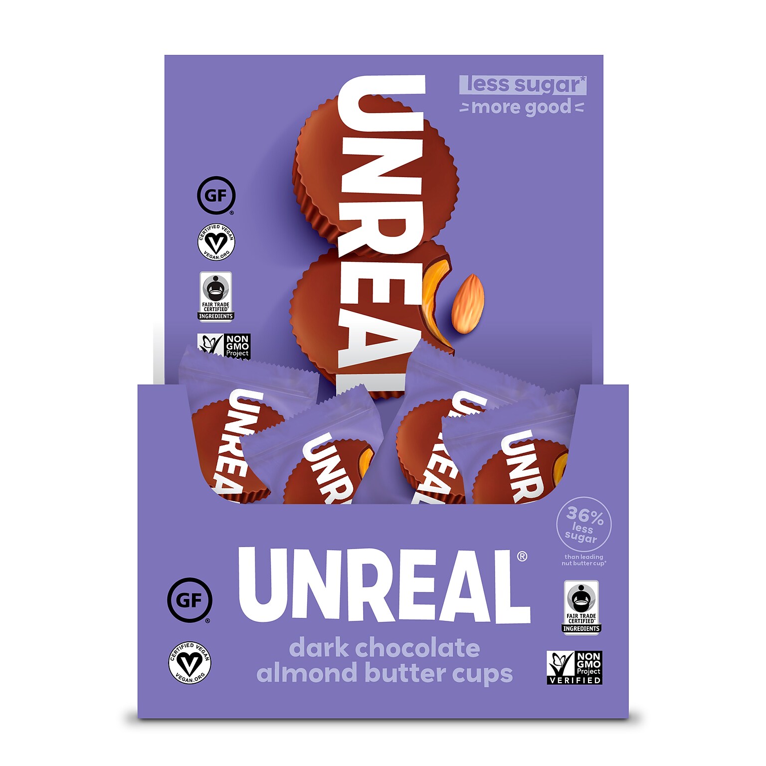 Unreal Dark Chocolate Almond Butter Cups, 0.53 Oz., 40/Pack (220-02089)