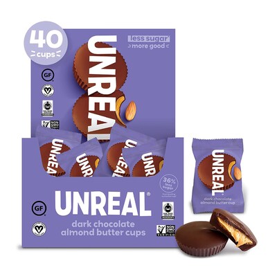 Unreal Dark Chocolate Almond Butter Cups, 0.53 Oz., 40/Pack (220-02089)