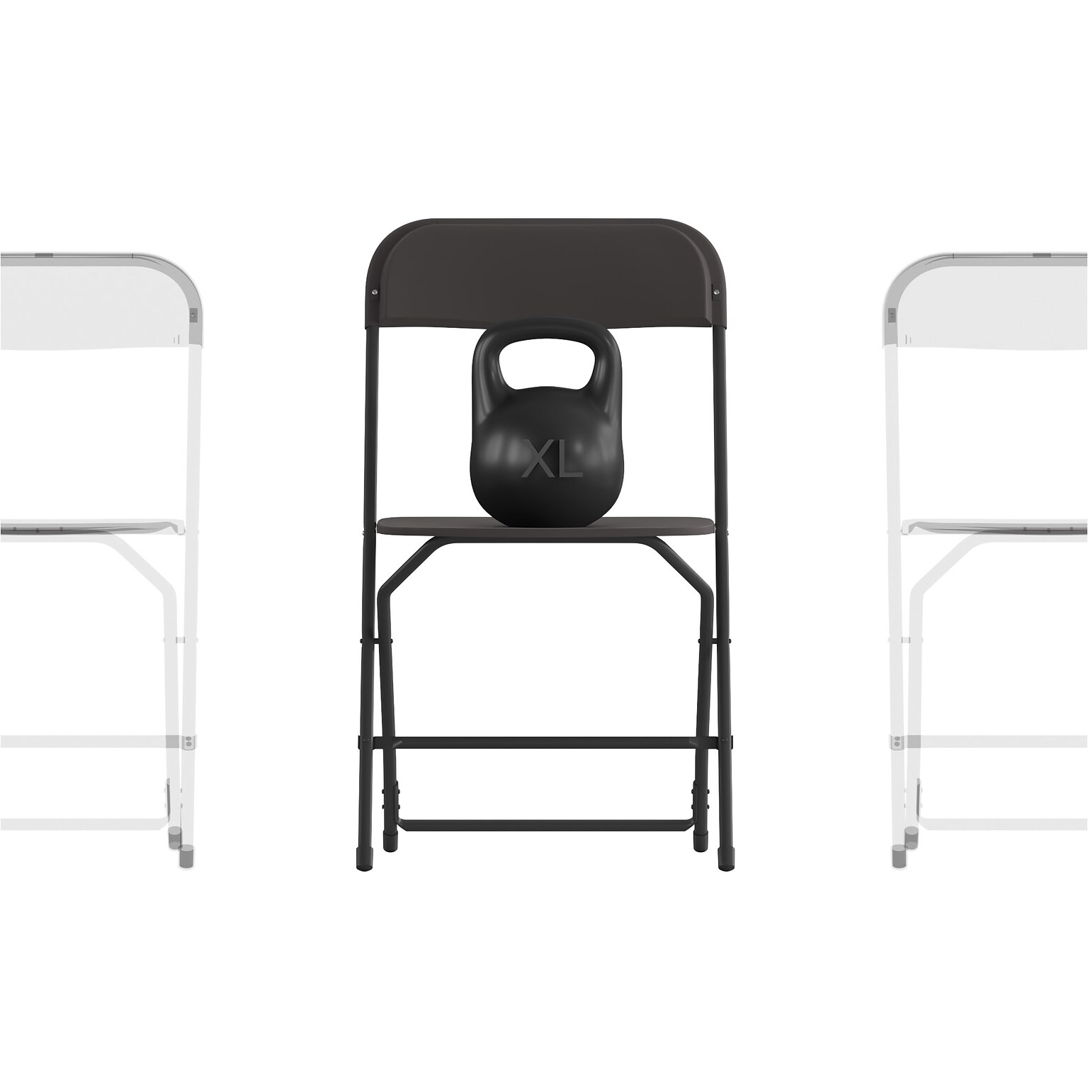 Flash Furniture Hercules™ Plastic Big and Tall Commercial Folding Chair, Black, 4/Pack (4LEL3WBK)