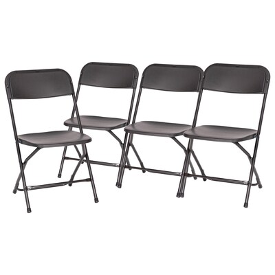 Flash Furniture Hercules™ Plastic Big and Tall Commercial Folding Chair, Black, 4/Pack (4LEL3WBK)